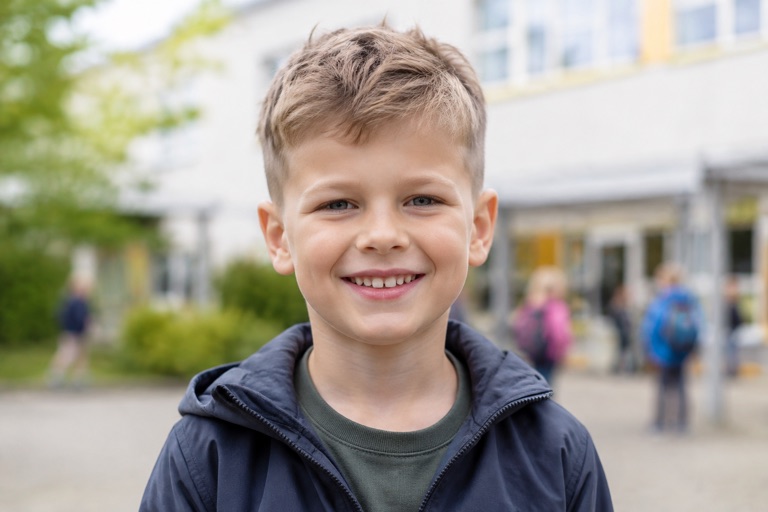 Junge mit Textured Crop und sichtbarer Struktur im Deckhaar, Dunkelblond