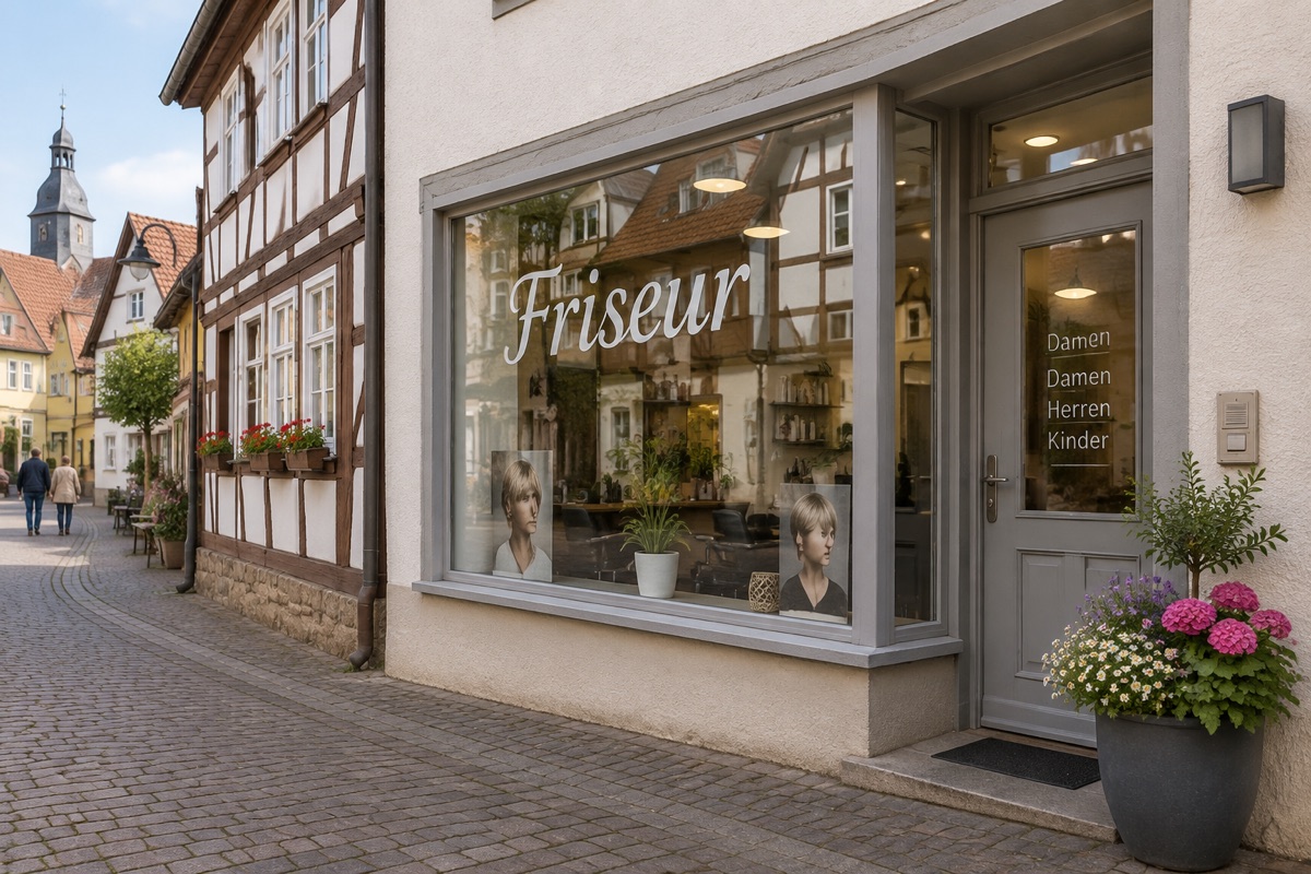 Friseur in Neustadt: Friseursalon in einer Kleinstadtstraße (Symbolbild)