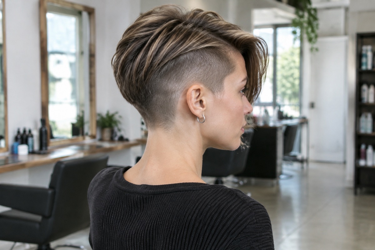 Undercut für Frauen: Kontrast zwischen kurz und lang