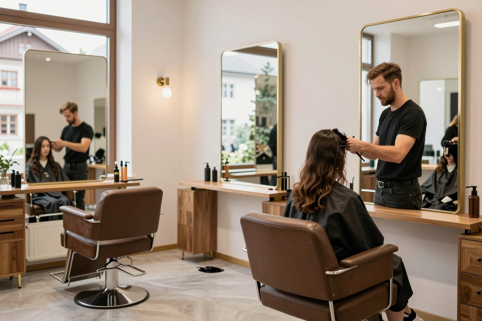 Moderner Friseursalon in Bayern mit Stylingplätzen und Tageslicht