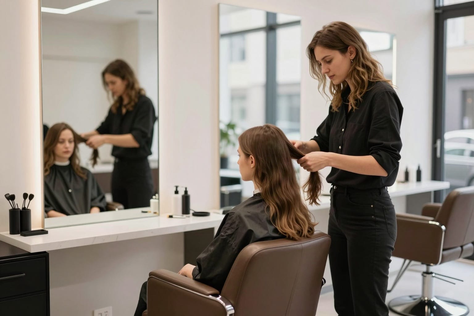Moderner Friseursalon in Bremen mit Stylingplatz und Tageslicht